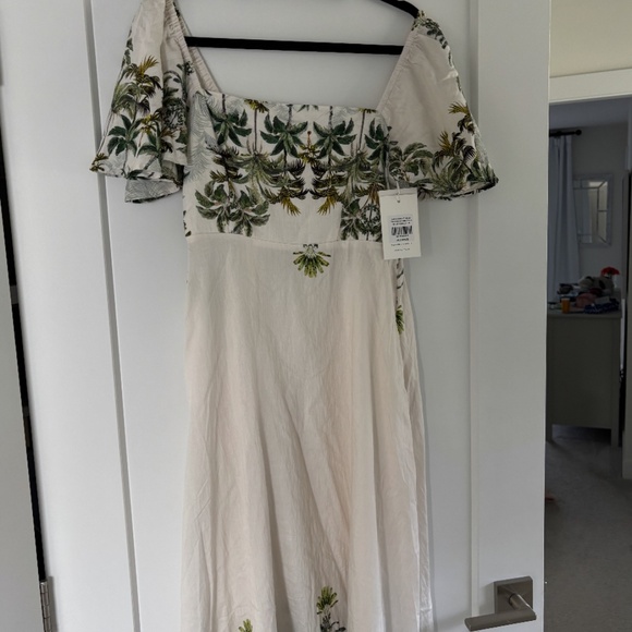 Hey Chic Sabina Green Tropical Flared Sleeve Maxi Dress 8 NWT - Picture 4 of 7